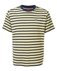Мужская желтая футболка с круглым вырезом в горизонтальную полоску от Supreme