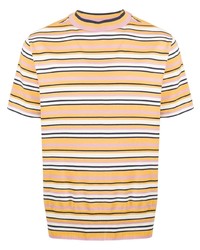 Мужская желтая футболка с круглым вырезом в горизонтальную полоску от YMC