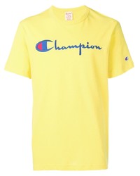Мужская желтая футболка с круглым вырезом с вышивкой от Champion