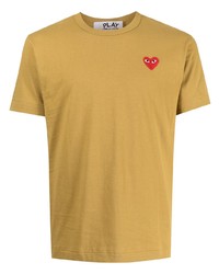 Мужская желтая футболка с круглым вырезом с вышивкой от Comme Des Garcons Play