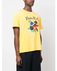 Мужская желтая футболка с круглым вырезом с вышивкой от Polo Ralph Lauren