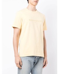Мужская желтая футболка с круглым вырезом с вышивкой от MAISON KITSUNÉ