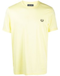 Мужская желтая футболка с круглым вырезом с вышивкой от Fred Perry