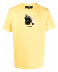 Мужская желтая футболка с круглым вырезом с вышивкой от Hydrogen