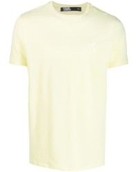 Мужская желтая футболка с круглым вырезом с вышивкой от Karl Lagerfeld