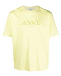 Мужская желтая футболка с круглым вырезом с вышивкой от Lanvin