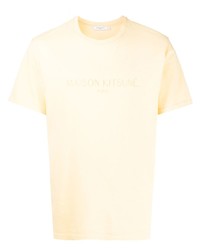 Мужская желтая футболка с круглым вырезом с вышивкой от MAISON KITSUNÉ