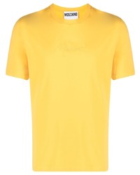 Мужская желтая футболка с круглым вырезом с вышивкой от Moschino