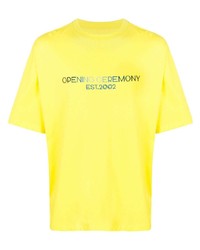 Мужская желтая футболка с круглым вырезом с вышивкой от Opening Ceremony