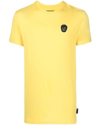 Мужская желтая футболка с круглым вырезом с вышивкой от Philipp Plein