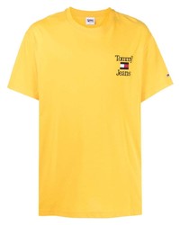 Мужская желтая футболка с круглым вырезом с вышивкой от Tommy Jeans