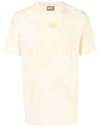 Мужская желтая футболка с круглым вырезом с принтом тай-дай от Diesel