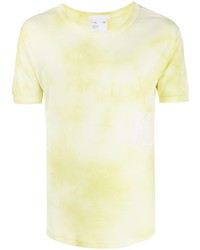 Мужская желтая футболка с круглым вырезом с принтом тай-дай от Helmut Lang
