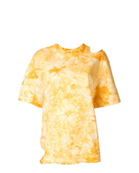Женская желтая футболка с круглым вырезом с принтом тай-дай от Le Ciel Bleu