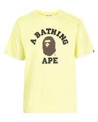 Мужская желтая футболка с круглым вырезом с принтом от A Bathing Ape