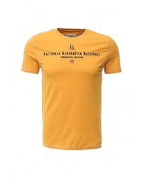 Мужская желтая футболка с круглым вырезом с принтом от Aeronautica Militare