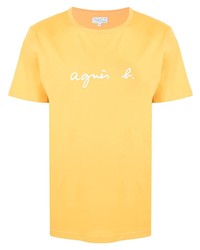 Мужская желтая футболка с круглым вырезом с принтом от agnès b.