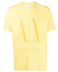 Мужская желтая футболка с круглым вырезом с принтом от Armani Exchange
