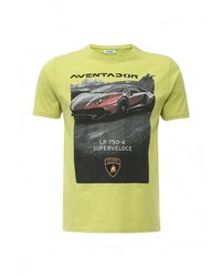 Мужская желтая футболка с круглым вырезом с принтом от Automobili Lamborghini