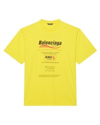 Мужская желтая футболка с круглым вырезом с принтом от Balenciaga