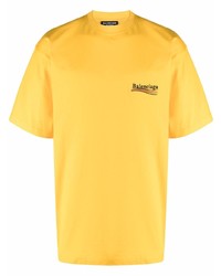 Мужская желтая футболка с круглым вырезом с принтом от Balenciaga