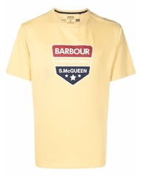 Мужская желтая футболка с круглым вырезом с принтом от Barbour