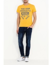 Мужская желтая футболка с круглым вырезом с принтом от BLEND