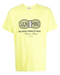 Мужская желтая футболка с круглым вырезом с принтом от Blood Brother