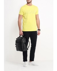 Мужская желтая футболка с круглым вырезом с принтом от BOSS