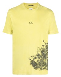 Мужская желтая футболка с круглым вырезом с принтом от C.P. Company