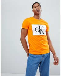 Мужская желтая футболка с круглым вырезом с принтом от Calvin Klein Jeans
