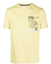Мужская желтая футболка с круглым вырезом с принтом от Calvin Klein