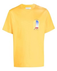 Мужская желтая футболка с круглым вырезом с принтом от Casablanca