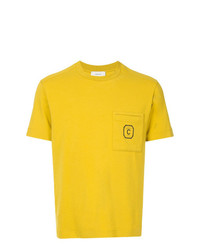 Мужская желтая футболка с круглым вырезом с принтом от Cerruti 1881