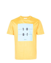 Мужская желтая футболка с круглым вырезом с принтом от Cerruti 1881