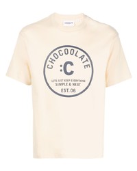 Мужская желтая футболка с круглым вырезом с принтом от Chocoolate