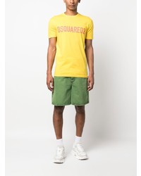 Мужская желтая футболка с круглым вырезом с принтом от DSQUARED2