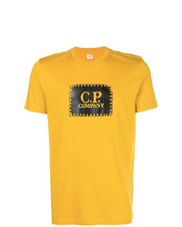 Мужская желтая футболка с круглым вырезом с принтом от CP Company