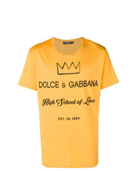 Мужская желтая футболка с круглым вырезом с принтом от Dolce & Gabbana