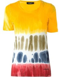 Женская желтая футболка с круглым вырезом с принтом от Dsquared2