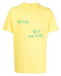Мужская желтая футболка с круглым вырезом с принтом от Engineered Garments