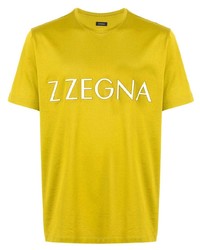 Мужская желтая футболка с круглым вырезом с принтом от Ermenegildo Zegna