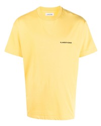 Мужская желтая футболка с круглым вырезом с принтом от Flaneur Homme