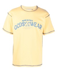 Мужская желтая футболка с круглым вырезом с принтом от Gcds