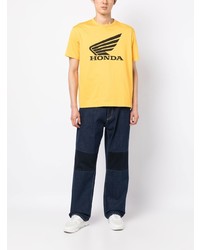 Мужская желтая футболка с круглым вырезом с принтом от Junya Watanabe MAN
