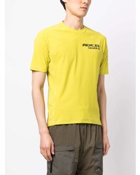 Мужская желтая футболка с круглым вырезом с принтом от MONCLER GRENOBLE