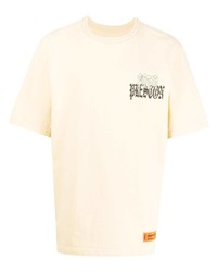 Мужская желтая футболка с круглым вырезом с принтом от Heron Preston