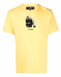Мужская желтая футболка с круглым вырезом с принтом от Hydrogen