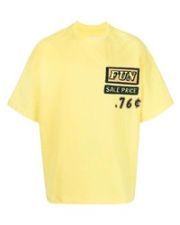Мужская желтая футболка с круглым вырезом с принтом от Jil Sander