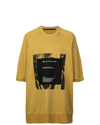 Мужская желтая футболка с круглым вырезом с принтом от Julius